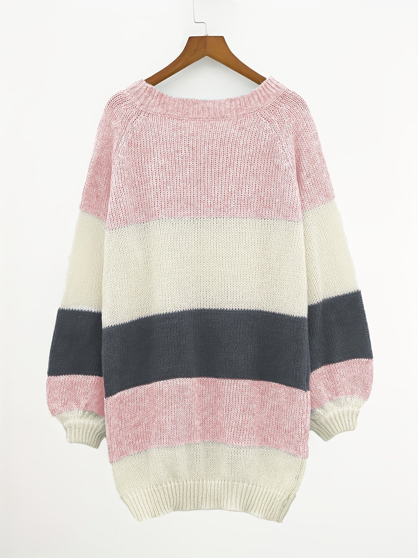Colorblock Lantern Sleeve Sweater
