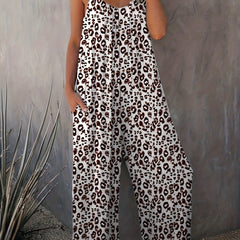 Leopard Print Cami Jumpsuit with Pockets