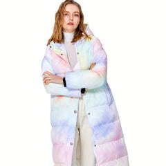 Colorful Print Puffer Jacket Women's Winter Down Jacket