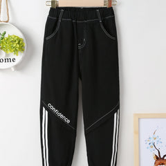 Boy's Confidence Graphic Print Jeans Casual Denim Pants