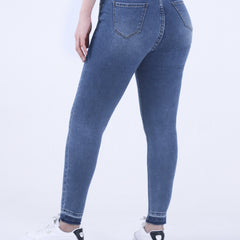 Women's Plus Washed Button Fly High Stretch Jeans