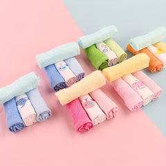 4pcs Baby Cotton Towels Soft Face Bibs Multicolor Mixed