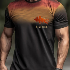 Men's Printed Sports T-shirt Round Neck Tee Shirt for Summer