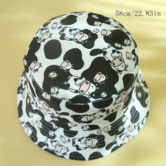 Cow Print Bucket Hat Reversible Sun Hat Lightweight Fisherman Cap