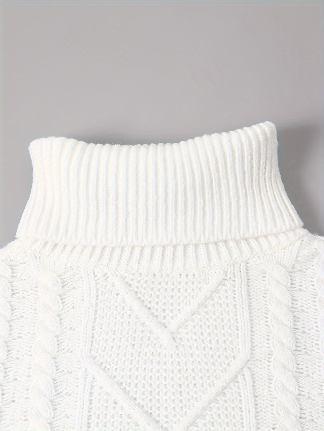 Casual Sweater Women's Plus Solid Turtleneck Knitted Pullover