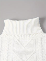 Casual Sweater Women's Plus Solid Turtleneck Knitted Pullover