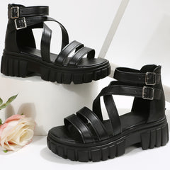 Women's Open Toe Platform Sandals Buckle Summer Sandals