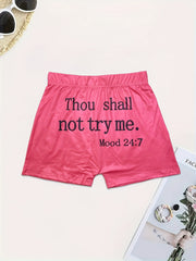 Letter Print Skinny Shorts Yoga Casual Summer Shorts