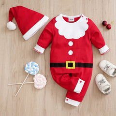 Christmas Santa Claus Baby Romper Hat Infant 2pcs Set