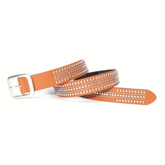 PU Leather Nail Belt Western Cowboy Punk Belt For Jeans Dress