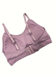 Sports Bra Seamless Ribbed with Removable Pads High Stretch Bra