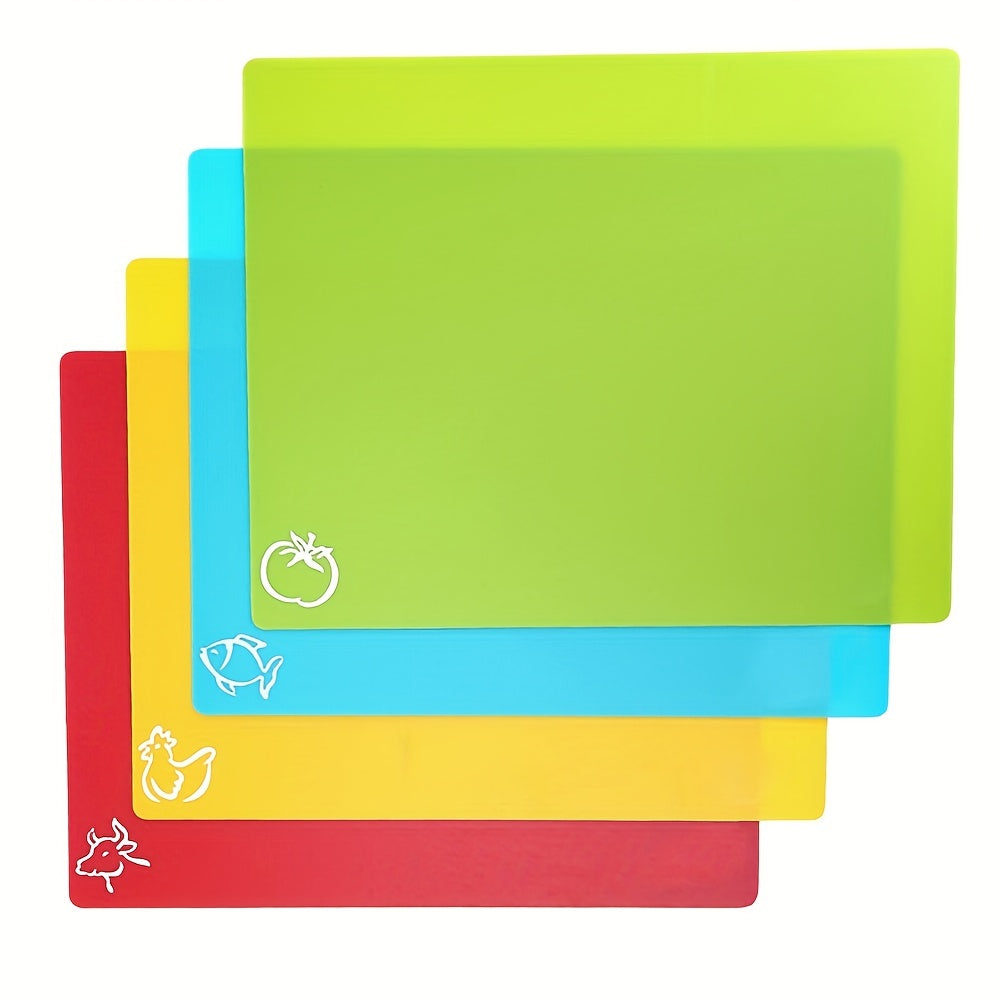 4pcs Flexible Cutting Boards for Kitchen, BPA Plastic Chopping Mat