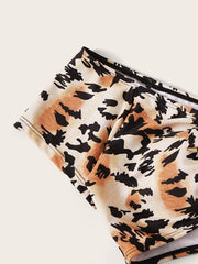Leopard Print Bow Front Bikini Set Plus Size High Stretch Boho Swimsuit