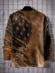 Men's Long Sleeve Vintage Flag Print T-shirt