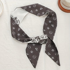 Vintage Geometric Print Skinny Scarf Hair Ribbon Neckerchief