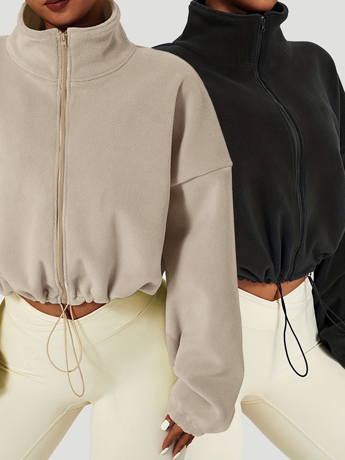 Fleece Warm Zipper Jacket Stand Collar Casual Sports Jacket