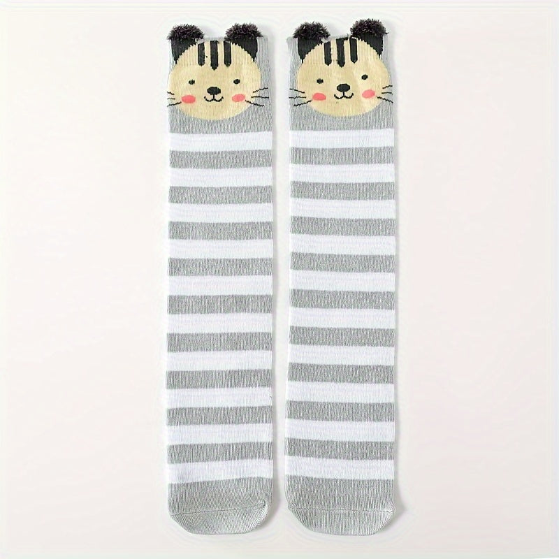 Teen's Animal Pattern Striped Knee High Socks - Comfy Long Stockings