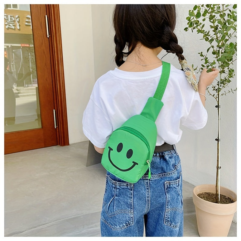 Happy Face Pattern Crossbody Bag Girls Large Capacity Chest Bag