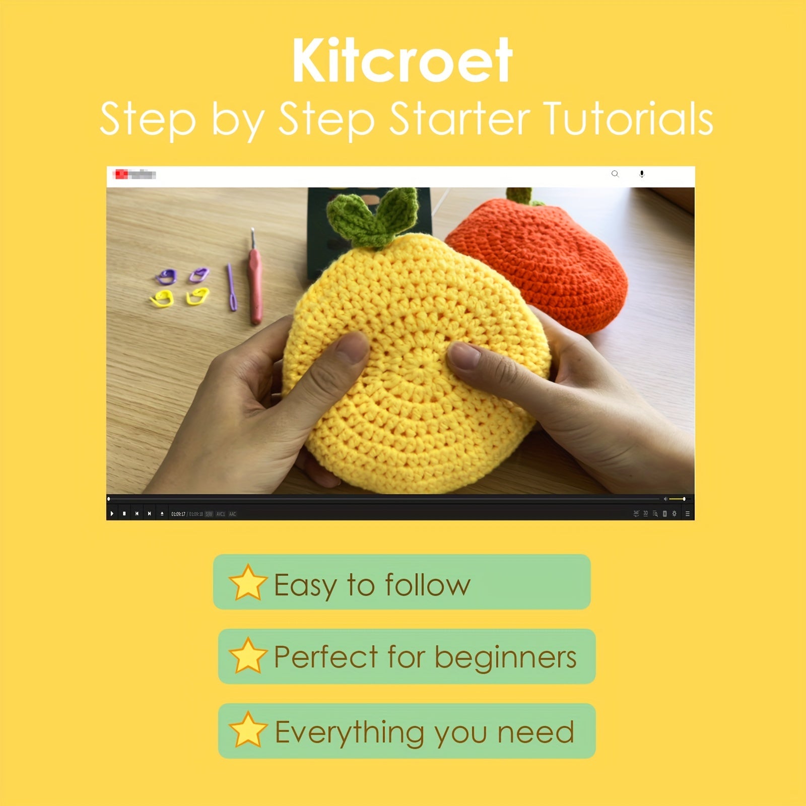 Crochet Grocery Bag Kit - Fruit & Veg Mesh Tote - DIY Instructions & Tools