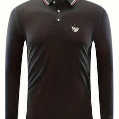 Men's Flying Horse Print Polo Shirt Long Sleeve