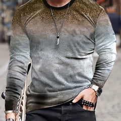 Gradient Men's Long Sleeve Vintage Novelty T-shirt For Autumn