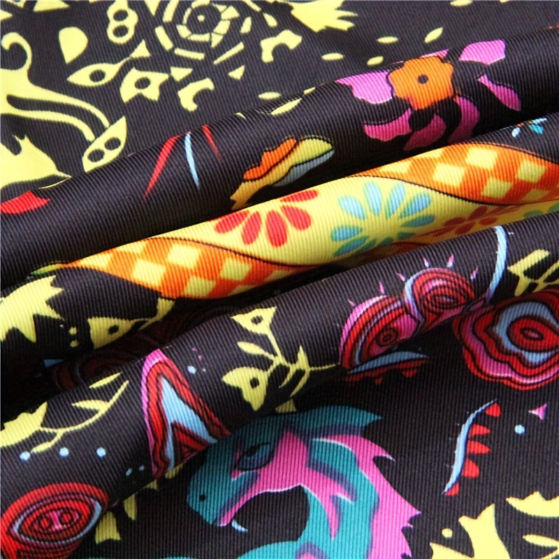 Soft Silky Satin Square Scarf Geometric Printed Shawl Hair Wrap