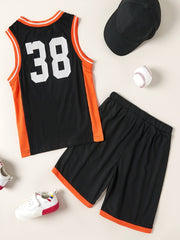 Boys Basketball Print Vest Top & Shorts Set