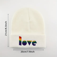 LGBT Love Rainbow Embroidered Beanie Knit Skull Cap Warm Hat