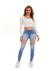 Women's Plus Button Fly High Rise Skinny Jeans