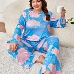 Claud & Sky Print Long Sleeve Pajamas Set