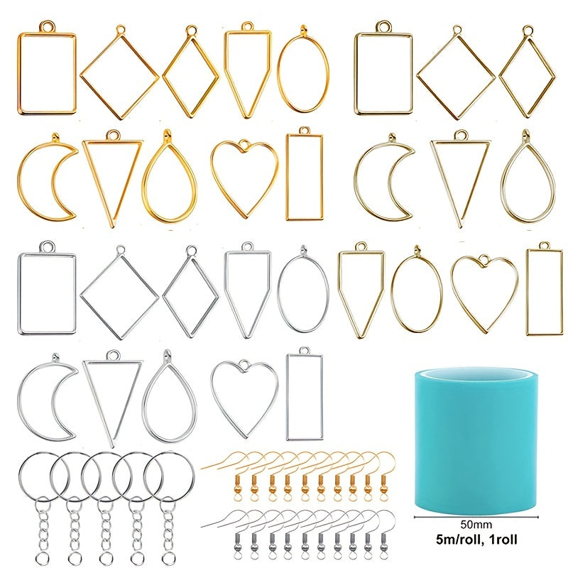 56Pcs Metal Geometric Frame Charm for DIY Jewelry Making