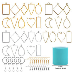 56Pcs Metal Geometric Frame Charm for DIY Jewelry Making