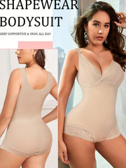 Lace Shaping Bodysuit V-Neck Tummy Control Body Shaper