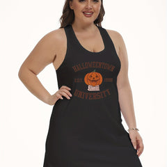 Plus Size Halloween Lounge Dress Women's Plus Pumpkin Print Nightdress