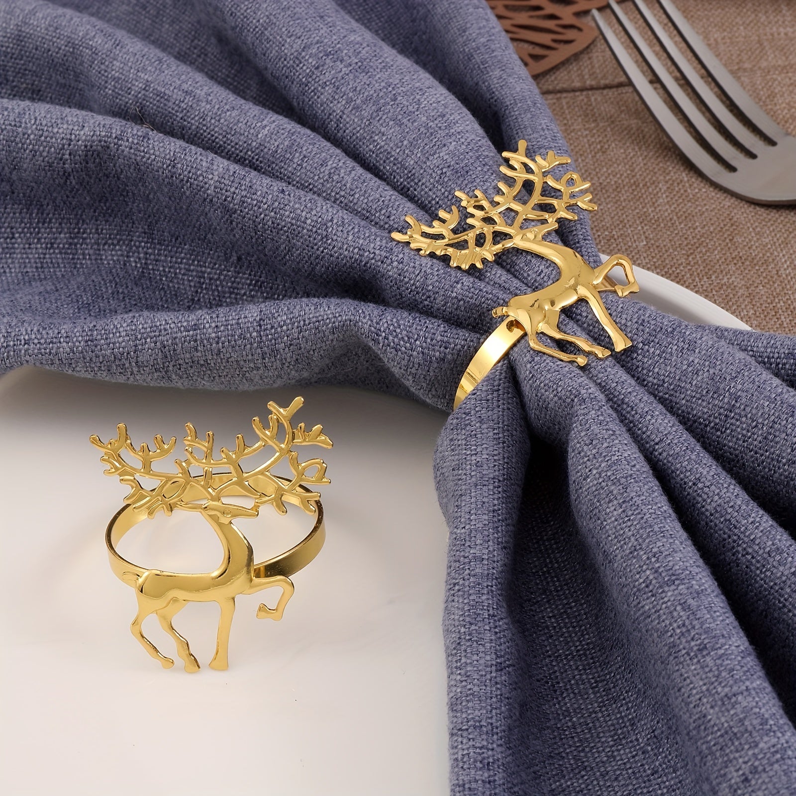 Golden Deer Napkin Ring Cast Iron Polished Metal Rings