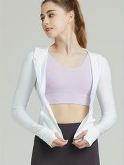 Comfy Yoga Jacket Full Zipper Long Sleeves Front Pockets Sports Coat
