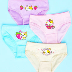 4pcs Cat Print Girls Underwear Comfortable Girls Briefs Triangle Underwear