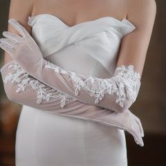 Floral Lace Gloves Bridal Wedding Prom Dress Up Accessories