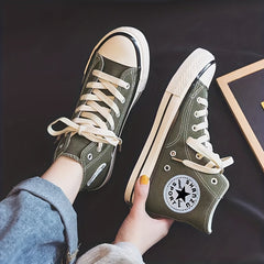 Women's High Top Canvas Sneakers Lace Up Outdoor Shoes