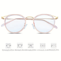 Light Blocking Cat Eye Glasses Women Anti Eyestrain Metal Frame