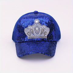 Kids Sequins Crown Princess Baseball Cap Mesh Breathable Sun Protection Hat