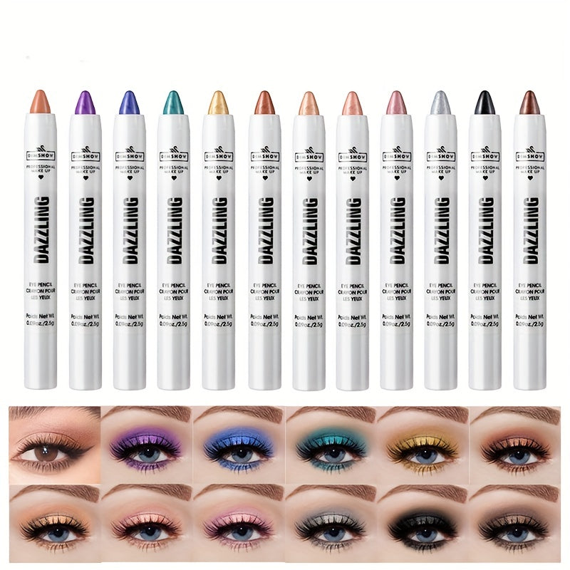 Monochrome Eyeshadow Pencil Waterproof Brightening Stick 12 Colors