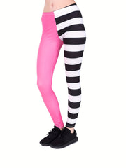 Striped Contrast Leggings Casual High Waist Skinny Leggings