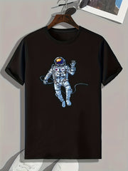 Astronaut Print Men's Graphic T shirt - Casual Comfy Tee