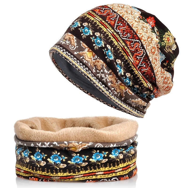 Men's Winter Beanie Hat Scarf Set Fleece Lined Snow Knit Ski Cap