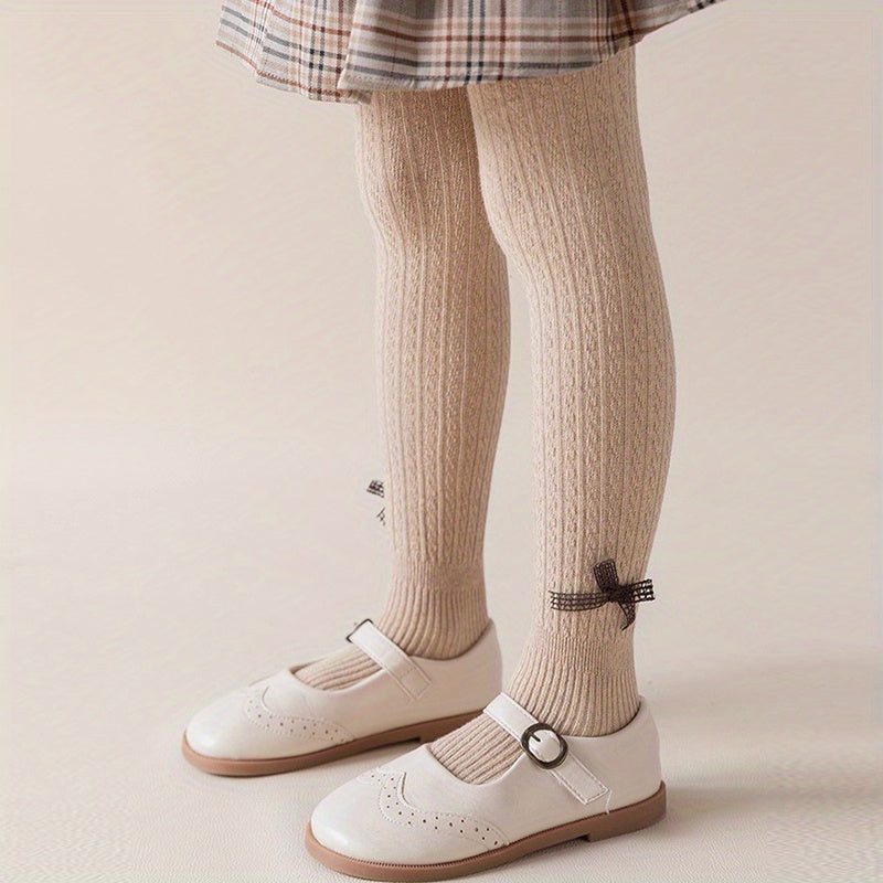 Cartoon Knit Pantyhose with Bow - Girls Leggings
