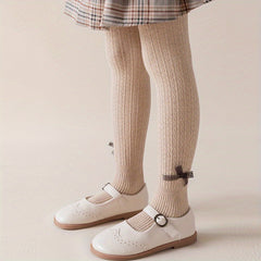 Cartoon Knit Pantyhose with Bow - Girls Leggings
