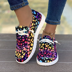 Women's Heart Pattern Skate Shoes Lace-up Loafers