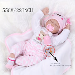 22" Sleeping Reborn Baby Doll Silicone Newborn Girls Bedtime Toys Girls Gift