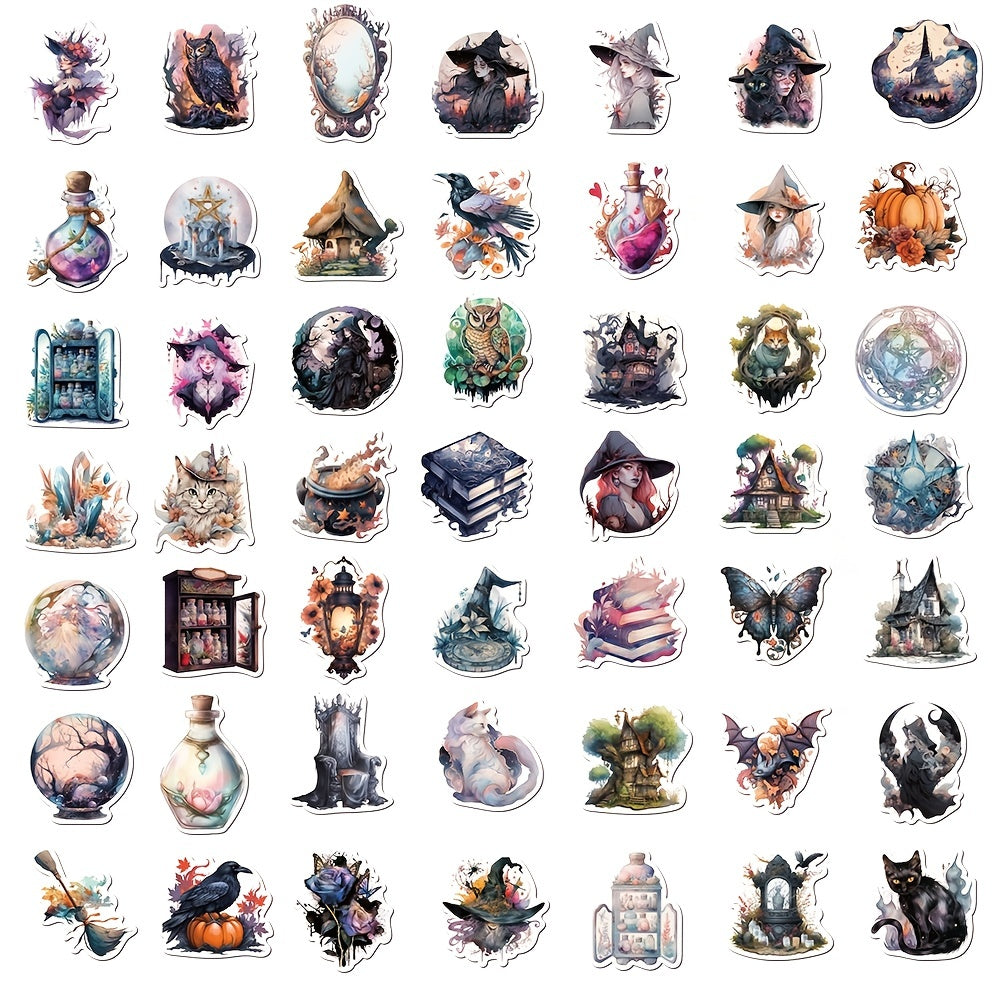 50pcs Realistic Witch Graffiti Stickers DIY Waterproof Decoration